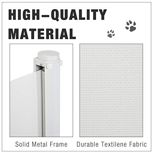 PawHut Retractable Mesh Pet Safety Barrier Gate, Flexible and