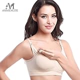 Anmengte Womens Seamless Push Up Nursing Bra Comfort Sleep Maternity Bralette (M, 03Beige)
