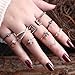 RINHOO 10Pcs Vintage Bohemian Crystal Pearl Moon Knuckle Joint Nail Ring Set Women Jewelry(D)