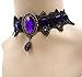 ETERNITY J. Retro Handmade Craft Lace Royal Court Vampire Choker Gothic Necklace Purple Pendant Chain