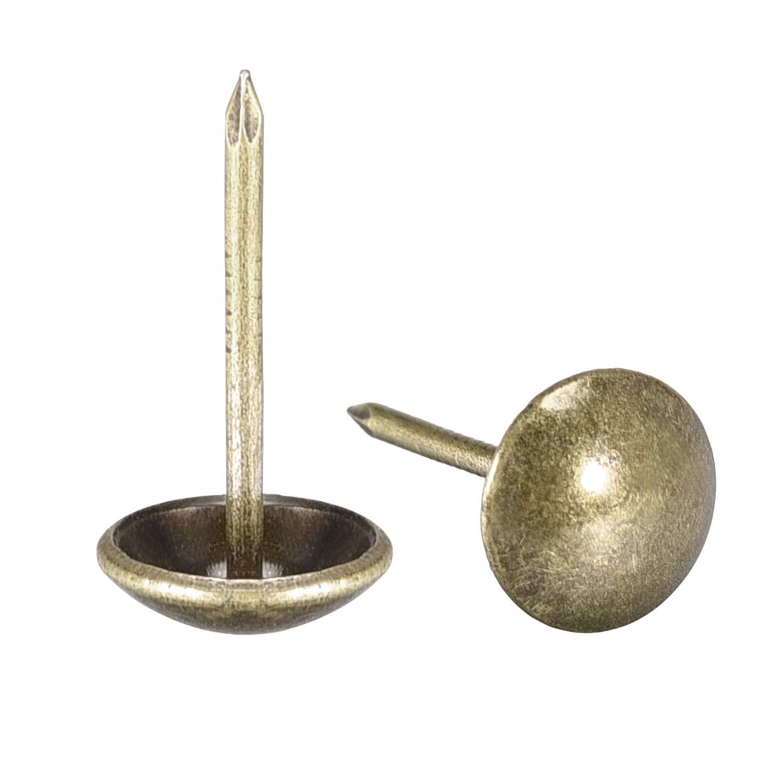 sourcing map Upholstery Nails Tacks 11mm Dia 20mm Height Retro Round Thumb Push Pins Bronze Tone for Furniture Sofa Headboards, 150 Pcs