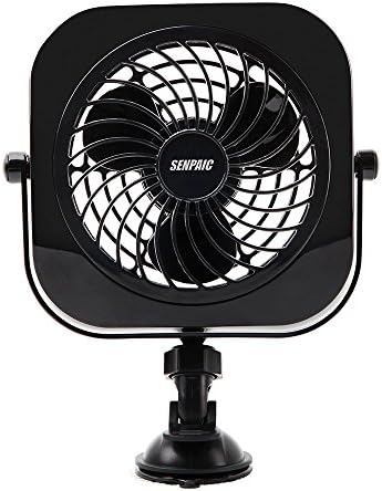 SENPAIC Car Fan Mini USB Portable Auto Cooling Air Fan for Truck Vehicle (Black, 4 Inches, 2 Speed, Quietness)