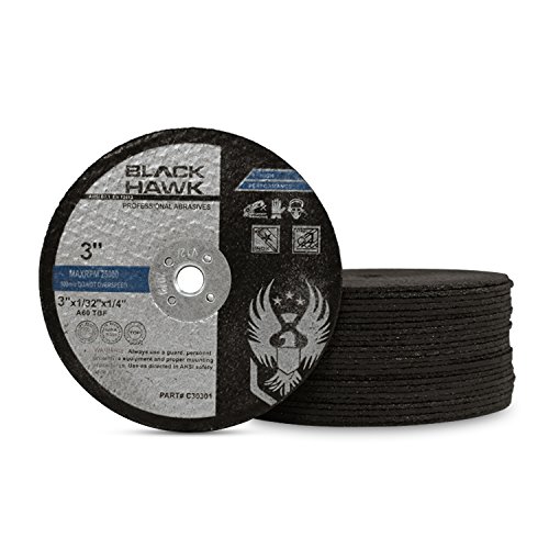 25 Pack 3" x 1/32" x 1/4" Arbor Metal & Stainless Steel Cut Off Wheels - For Die Grinders