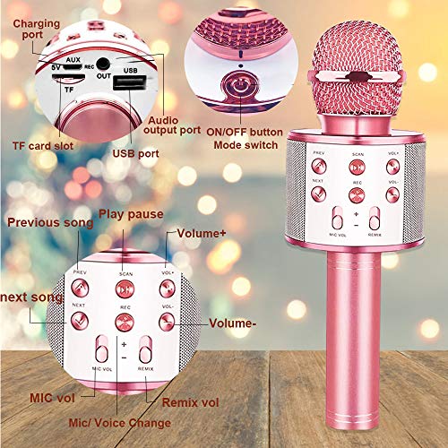 Buty Karaoke - Micrófono inalámbrico portátil para niños con altavoz, cantar Player, micrófono Bluetooth para KTV Home Party Singing, compatible con Android iOS PC Smartphone
