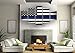US USA American Flag Military Canvas Print Wall Art Thin Blue Line Home Decor Decals Pictures Poster for Living Room Bedroom Dining Room Office 5 Panel Paintings Framed Ready to Hang (60