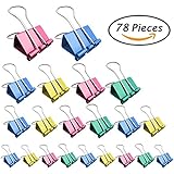 Selizo 78 Pcs Binder Clips with Assorted Sizes and Colors