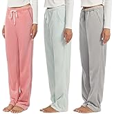 OAKVON 3-Pack Womens Fuzzy Pajama Pants – Soft Plaid PJ Bottoms with Pockets, Cozy Fleece Lounge Sleepwear Pants