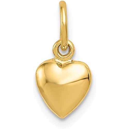 14k Yellow Gold 3 D Heart Pendant Charm Necklace Love Puffed Fine Jewelry For Women Gifts For Her