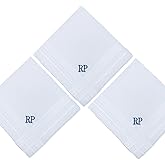 Custom Monogrammed Handkerchief for Men - 3 Piece Set | Personalized Cotton Handkerchiefs with Initials | Hanky Monogrammed Handkerchiefs Gift for Men, Wedding, Groom, Dad - Pocket Square