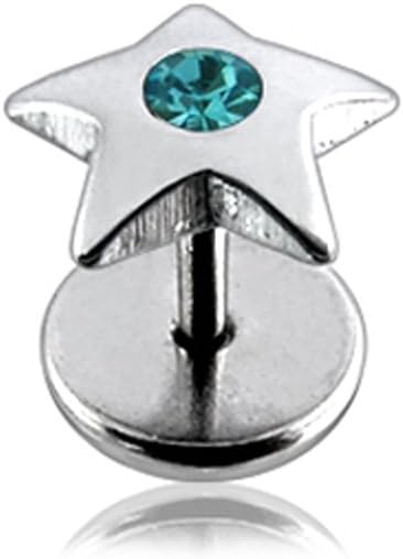 Fake Ear Plug Jeweled Star Sugical Steel Body Jewelry