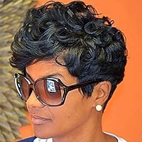Makeupstory 2019 Women Short Black Front Curly Hairstyle Synthetic Hair Wigs for Black