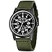 Mens Military Watch Army Field Sport Watches Quartz Analog Wrist Watches for Men with Green Nylon Band Calendar Date