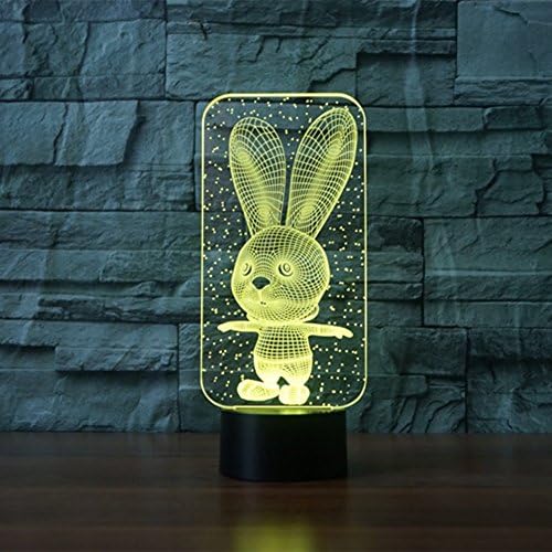 3D Rabbit Night Light Illusion Lamp 7 Color Change LED Touch USB Table Gift Kids Toys Decor Decorations Christmas Valentines Gift