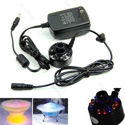 Sixsons Ultrasonic 12-LED Mist Maker Fogger Atomizer Fountain Pond Air Humidifer Water Ultra-Silence