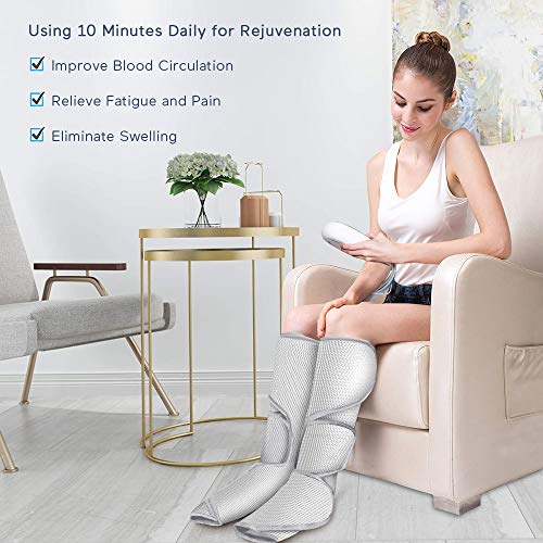 Leg Massager for Circulation, Air Compression with Heating Function Wraps Massages Foot and Calf Massager for Relaxation, Handheld Controller 6 Modes 3 Intensities and 2 Temperatures