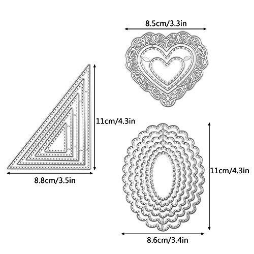 Die Cuts Cutting Dies Metal Square Rectangle Oval Flower Heart Triangle Embossing Stencils Template Mould for Card Scrapbooking and DIY Crafts 6 Set 36 PCS - Thumbnail 3