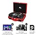 Vinyl Stereo Red Record Player 3 Speed Portable Turntable Suitcase Built in 2 Speakers RCA Line Out AUX Headphone Jack PC Recorder