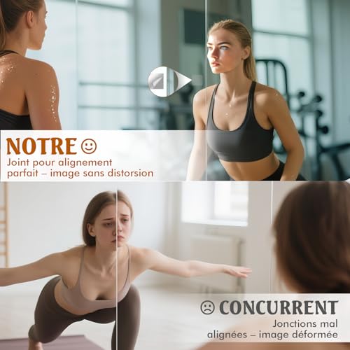 WEER Gym Mirrors, Large Frameless Mirrors, 140 x 42 cm x 2 Pieces, Tempered Glass Wall Mounted Mirrors for Gym, Yoga, Garage, Fitness, Dance, Bedroom