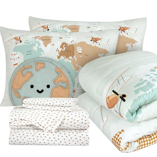 ROYALE LINENS BIAB Printed Bedding Set - 100% Microfiber Ultra-Soft 1 Comforter & 2 Standard Pillow Sham - Full Size - Lightweight, Durable & Easy Care Bedding for All Seasons (Explorer Full, Multi) at Amazon