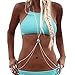 Kingfansion Women Bikini Cross Harness Waist Belly Body Turquoise Chain Jewelry