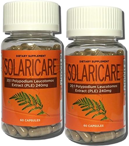 SOLARICARE 240mg 20:1 All Natural extract of Polypodium Leucotomos PLE 60 Capsules Sun Protection (2 Pack 120 Capsules)