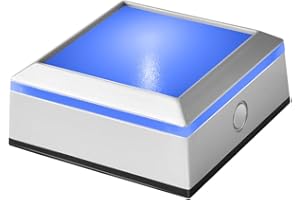 ZRENJHUS LED Multicolor Light Base Display Stand Lighted Up Stand for 3D Crystal Artwork Square Silvery Display Base Pedestal with 12 Colorful Modes - Flat