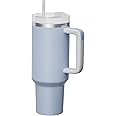 KISSKIND 40 oz tumbler with handle Travel Mug Straw Covers Cup with Lid Insulated Quencher Stainless Steel Water Iced Tea Coffee Gift Blue