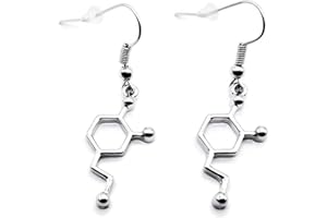 KIT'S KISS Dopamine Molecule Earrings Psychiatrist Gift Psychologist Neurologist Neurotransmitter Happy Chemical Scientist Chemistry Biology Psychiatry Jewelry Science Student Teacher Lover, (G0001)