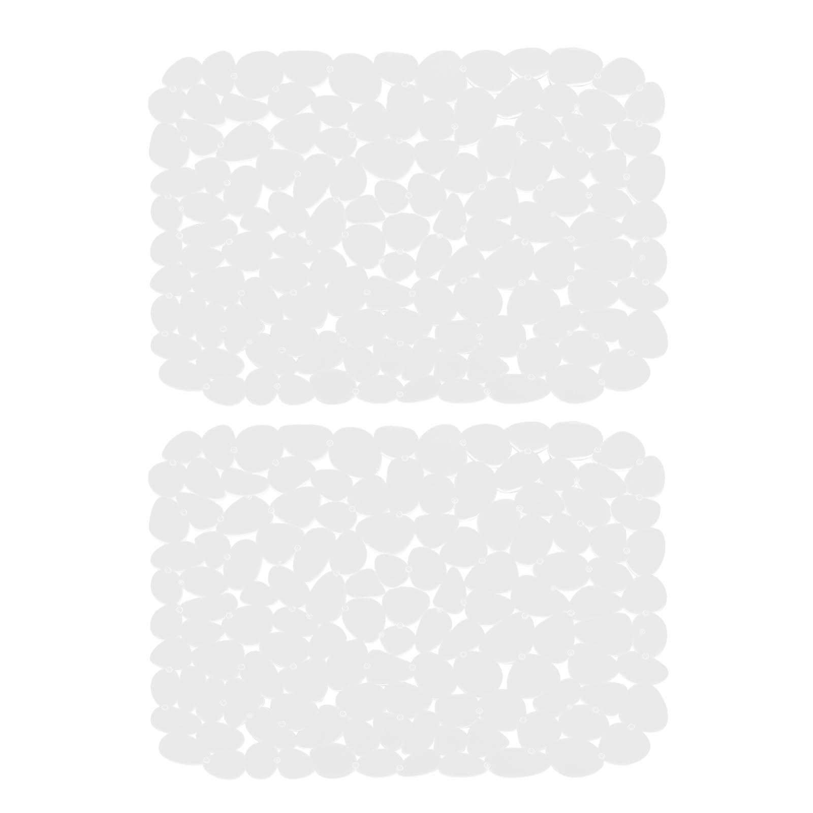 Zerodeko Sink Protector Clear Placemats 2pcs Pebble Sink Mat Modern Hollow Pebble Design Drying Cushions Mat Non Stemware Glasses Draining Pad for Home Kitchen Bathroom Wash Basin Sink Desk Protector
