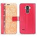 LG G4 Case, G4 Case, Cellularvilla [Stand Feature] Flower Texture Wallet Case [Diamond Jewel] Premium [Bling Luxury] Pu Leather Flip Cover [Card Slots] For LG G4 (Peach Pink Bling)