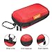 Red Rectangle Small EVA Case - Portable Protection Hard Shell Exterior Lightweight Universal Zipper Pouch Carrying Bag for Earbud, Headset, Charger, Airpods, iPod, USB Cable, MP3, Key, Change Purse
