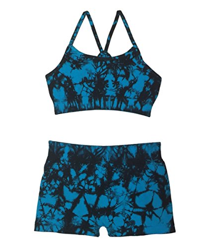Idea Girl's Dance Racerback Cami Bra and Boyshort Set - Tie Dye Blue