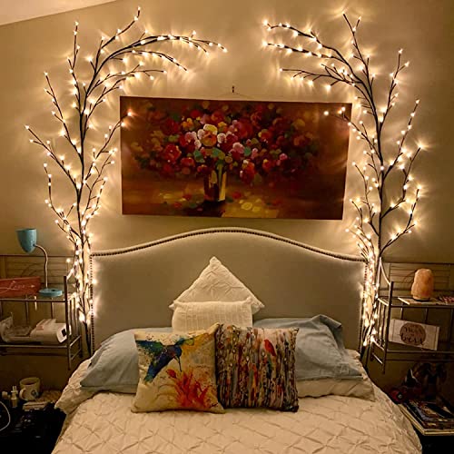 GOESWELL Illuminated Willow Vine Home Decor Artificial Vineyard Wall Decoration 144 LEDs Warm White