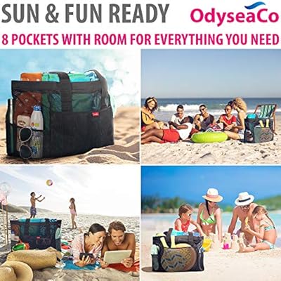 OdyseaCo Mesh Beach Bag -Durable, Waterproof & Sandproof Large Beach Tote Bag with Pockets - Mesh Beach Tote Bag & Pool… 51Lbi0pyioL