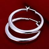 Elegant Fashion Jewelry 925 Silver Plated Stud Dangle Earings Eardrop Three-Diamentional Hoop