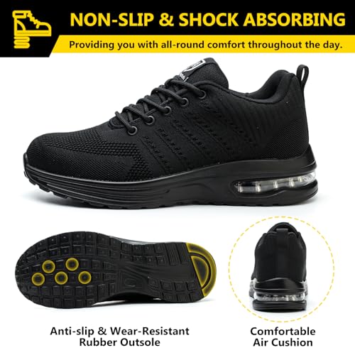 Baofular Safety Trainers Men Womens Steel Toe Trainers Lightweight Comfortable Safety Shoes Work Trainers Non Slip & Breathable