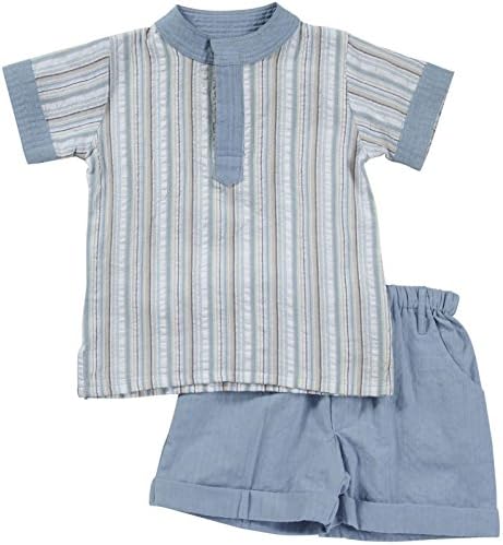 Masala Baby 2 Piece Tabla Tunic Set (Baby) - Stripe Aqua-3-6 Months