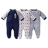 Gerber Onesies Baby Boy Sleep N' Play Sleepers 3 Pack Sports Size 0-3 Months