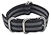 ArtStyle Watch Band with 1.5mm Thickness Quality Nylon Strap and Heavy Duty Brushed Buckle (Black/Grey, 20mm)