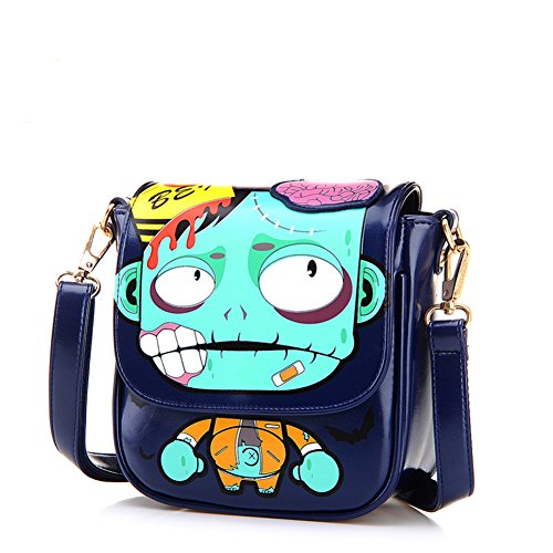 Beibaobao Candy Beibaobao Candy Color Cross Body Scrawl Zombies Shoulder Bag Girl's Schoolbag (Blue)
