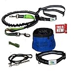 Dog Training Leash Bundle - 5 Items: 4ft. Hands-Free Running Leash, Dog Collar, Whistle with Lanyard, Portable Water Bowl and Greenies Dog Treats for Large Dogs over 35 lbs.