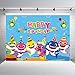 Qian Blue Ocean Theme Shark Family Photography Backdrops Happy Birthday Decoration Supply Photo Background Studio Props Vinyl Banner 5x3ft