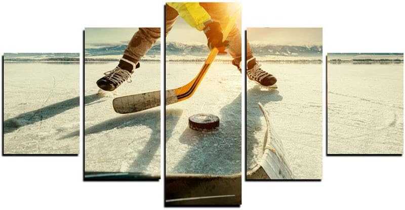 do1n Ice Hockey Movement Wall Art 5 Panels Modern Landscape Artwork Canvas Prints Abstract Pictures Sensation to Photo Paintings on Canvas Wall Art for Home Decorations Wall Decor