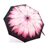 Automatic Travel Umbrella, Auto Open/close Foldable Rain Umbrella, Pink Flower - Waterproof, Windproof, Compact for Easy Carrying Totes -Durability Tested 5000 Times