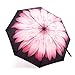Automatic Travel Umbrella, Auto Open/close Foldable Rain Umbrella, Pink Flower - Waterproof, Windproof, Compact for Easy Carrying Totes -Durability Tested 5000 Times