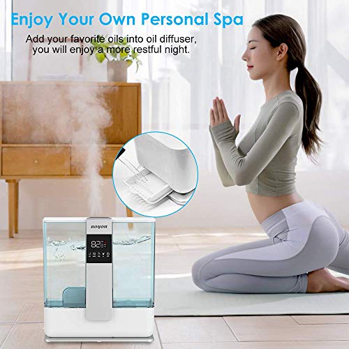 BOYON Cool Mist Humidifier 5L, Top Fill Humidifier with Humidistat, Remote Control, 3 Mist Settings and Auto Shut-Off, Humidifier for Large Room, Quiet Operation, Easy to Clean
