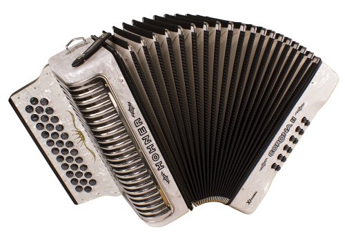 Hohner Corona Xtreme II Accordion, 34 Button, EAD, Pearl White