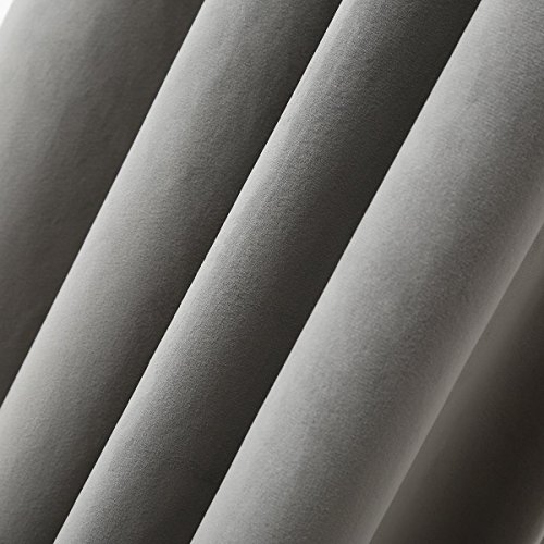 Sideli Solid Rod Pocket Matt Heavy Velvet Curtain Drape Panel Blackout Super Soft in Theater| Bedroom| Living Room| Hotel 1 Piece (52-Inch-by-102-Inch, Gray-rod pocket) - Thumbnail 4