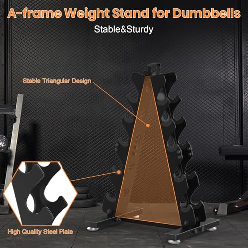 Dumbbell Rack Stand Only, Weight Rack for Dumbell Set, Home Gym Storage Stand, for Weights Metal A-Frame Strength Training Dumbbell Holder, with Handle, Dumbells not Included