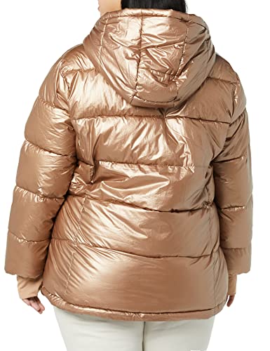 AMAZON ESSENTIALS WOMEN’S HEAVYWEIGHT LONG-SLEEVE HOODED PUFFER COAT – DISCONTINUED COLORS, METALLIC TAUPE, 3X